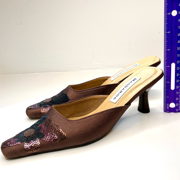 Mandarina Limited Edition Silk Kitten Heel Mules – Size 8 - Picture 8 of 9